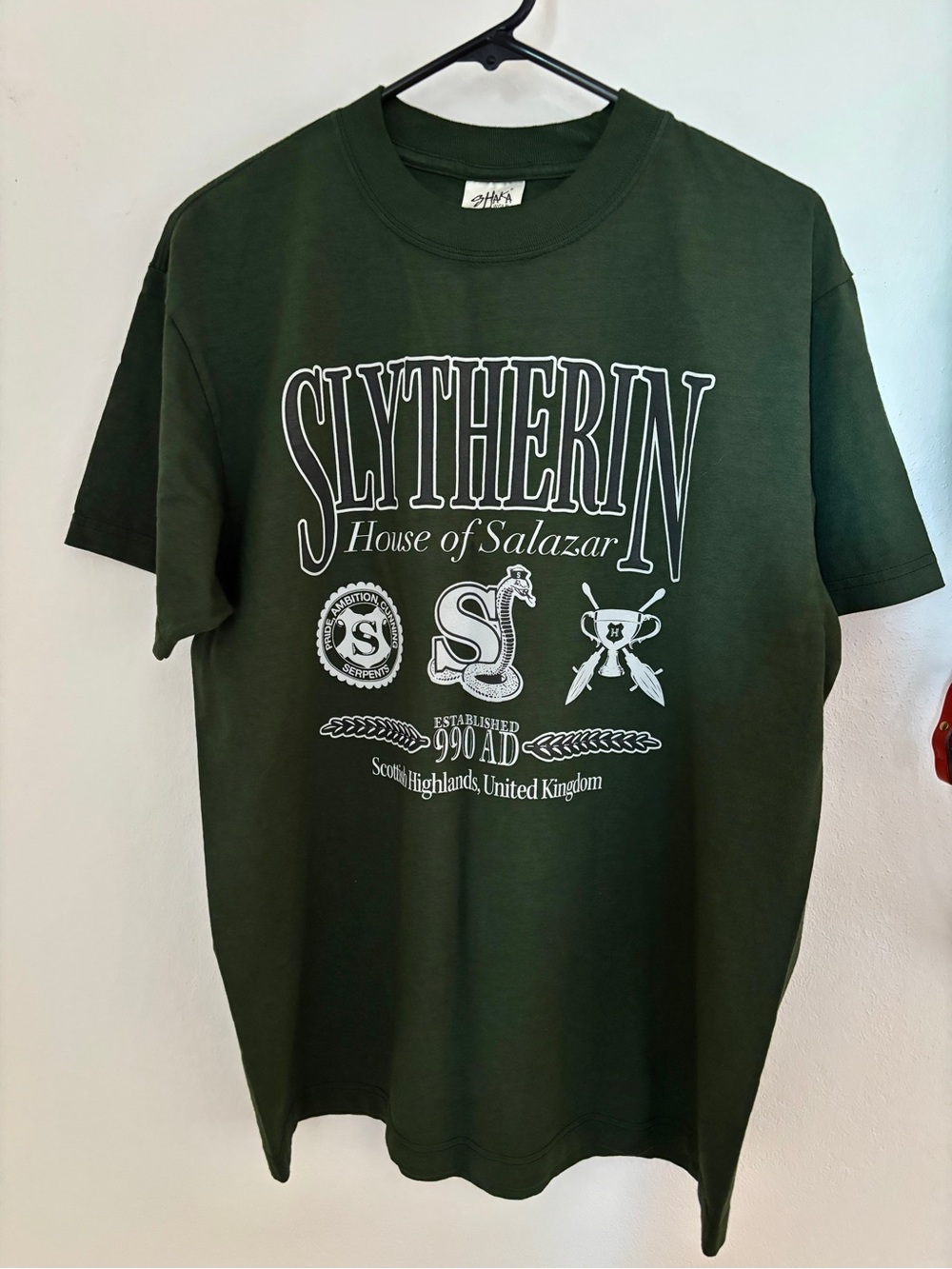 Slytherin Graphic Short Sleeve Tee in Dark Green Size M